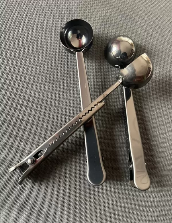 Cuchara medidora con clip para café de acero inoxidable