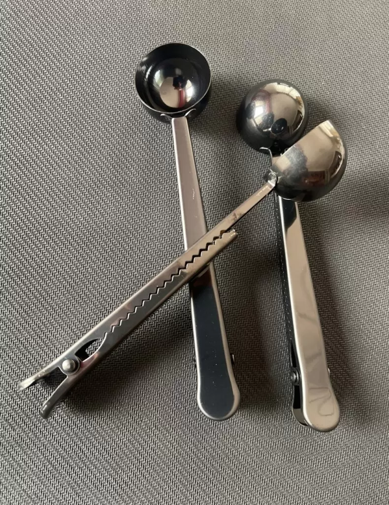 Cuchara medidora con clip para café de acero inoxidable